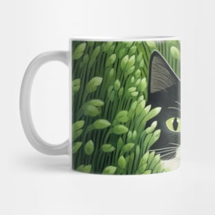 Cat in the green grass Mug